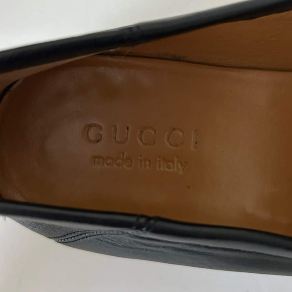 Gucci Black Leather Jordaan Web Trimmed Horsebit  Collapsible Heel Loafer IT 6.5 - Picture 4 of 10